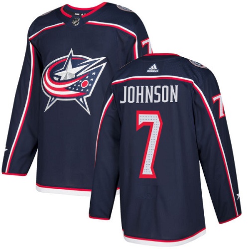 Adidas Blue Jackets #7 Jack Johnson Navy Blue Home Authentic Stitched Youth NHL Jersey